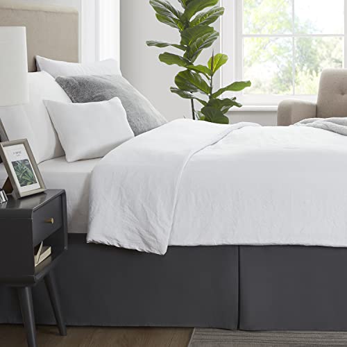 Image of Nestl Dark Gray Full XL Bed Skirt - Full XL Size Bed Skirt 14 Inch Drop - Brushed Microfiber Bed Skirts - Hotel Quality Pleated Bed Skirt - Shrinkage & Fade Resistant