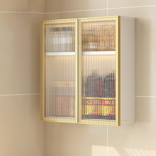 Wall-Mounted Over Toilet Storage Cabinet, Metal Bathroom Organizer with 2 Doors, Easy No-Punch Installation, Space-Saving Solution for Small Bathrooms