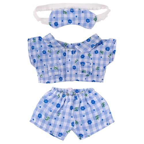 Doll Clothes Set, 3-Piece Blue Pajamas Accessories Include Pajamas, Sleep Pants & Eye Masks, Cute Toy Clothes for 6.7in Doll, Only Include Outfit
