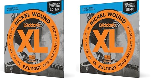 D'Addario EXL110BT Balanced Tension Regular Light Nickel Wound Electric Guitar Strings, 10-46 (Paquete de 2)