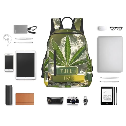 Backpack 14.7 inch Lightweight Large Bookbag Weed Marijuana Daypack for Travel Office Work2