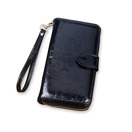 Pu Leather Women Wallets Women Purses Long Zipper Women's Wallet Money Coin Holder Female Long Purse(1302) (Black,19 * 3.5 * 10cm)