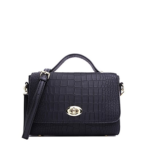 Besace ordinateur portable noir type crocodile sacoche élégante pour ordinateur