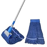 Fregona industrial resistente con 2 almohadillas para fregona, color azul