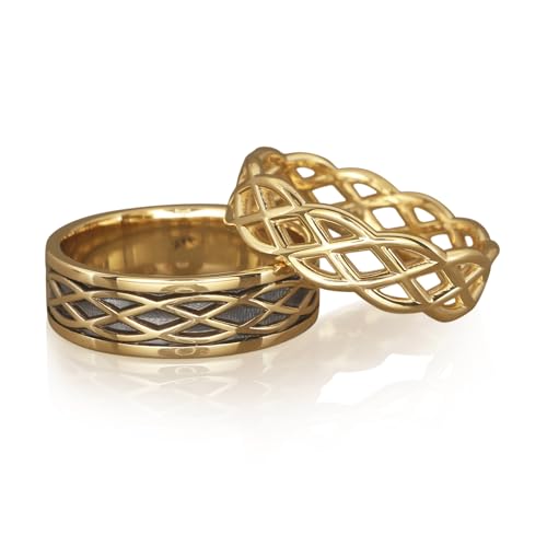 10K 14K 18K Solid Gold Celtic Couple Ring Set - 925 Sterling Silver Eternity Couple Wedding Rings Set - Anniversary Engagement Matching Bands Gift for Women and Men - Free Engraving4