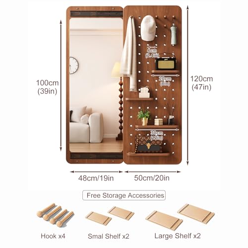 Panneaux perforés muraux pour optimiser les petits espaces avec miroir bois - 7