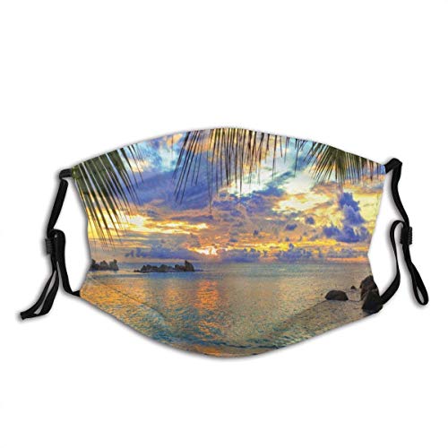 Gesichtsschutz Mundschutz, Tropical Exotic Beach Fotodruck, Sturmhaube Unisex Wiederverwendbarer winddichter Mund Bandanas
