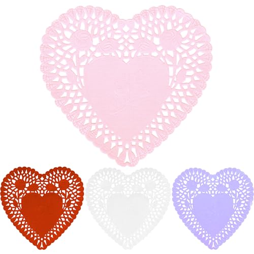 Heart Shaped Paper Doilies - 10 Inch Heart Doilies Lace Paper,100Pcs Paper Doilies for Crafts Valentine
