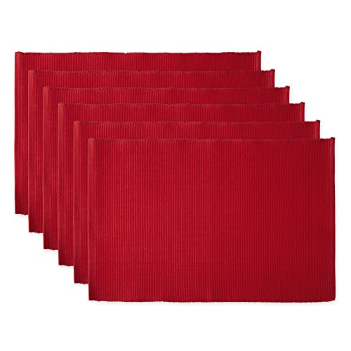 DII Basic Everyday Ribbed Tabletop 100% Cotton, Placemat Set, 13x19, Tango Red, 6 Piece by DII - Used condition - US$15.24