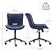 YOUNIKE Home Office Desk Chair with Wheels Armless Vanity Chair with Back Comfy Modern Leather Upholstered Rolling Task Chair Swivel Small Cute Sewing Chair No Arms Wide Adjustable Ergonomic Navy Blue