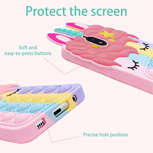 Nancheng Case For Blu View 2 / B130Dl Phone, Cartoon Bubble Push Pop Fidget Toys With Strap Cute Funny Kawaii Stress Relief Silicone Shockproof Protective Cover For Blu View 2 - Rainbow #TOP4