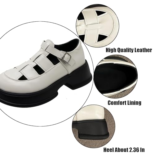 Women'S Leather Braid Caged Platform Fisherman Sandals, Summer Closed Round Toe Adjustable Ankle Strap Hollow Out Chunky Gladiator Sandals Casual Beach Y2k Sandals4