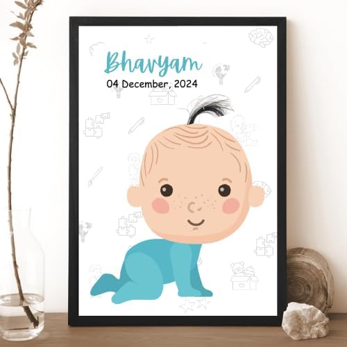 Craftmind Personalized Baby Boy Hair Storage Photo Frame with First Hair Storage – Custom Name & Birthdate – 6x8 Inches, Acrylic Cover - Gift for Baby Showers & New Parents (Baby Boy)-image-24