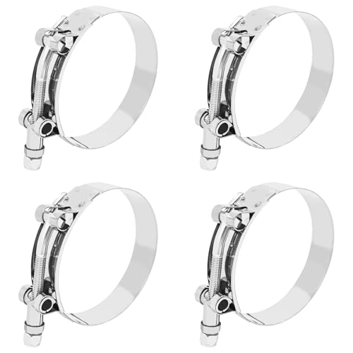 QQWD 3 Inch Stainless Steel 304 T-Bolt Hose Clamps, 83-91mm Adjustable T-bolt Pipe Clamp for Exhaust System Turbo Intake Fuel Line, Radiator Hose Clamps for 3 inch Hose ID- Pack of 4