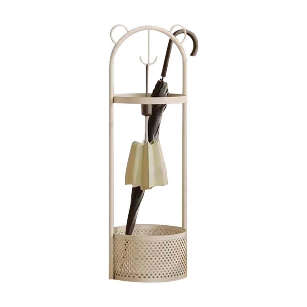 WXPGFEQ Metal Umbrella Stand with Drain Tray and Hooks – Entryway Umbrella Holder for Home, Office, Restaurant, Holds Umbrellas & Walking Sticks