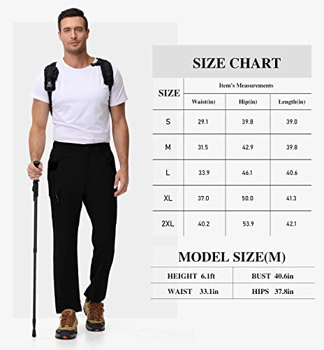 Mofiz Men's Hiking Cargo Pants Lightweight Travel Outdoor Pants For Men Fishing Camping Pants With Multi Pockets Black L #TOP6