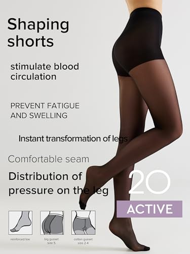 Image of Conte Sheer Full Support Compression Pantyhose Tights with Control Top Active 20 Den