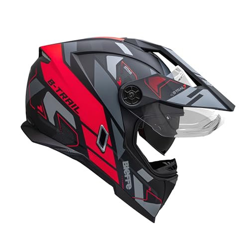 Capacete Moto Bieffe B-Trail Conquest Preto Fosco Vermelho Com Óculos Interno (60)