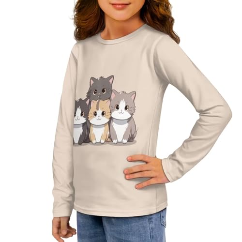 Image of Girls Long Sleeve T Shirt Cute Cartoon Crewneck Shirt for Kids 3-16Y Fall Winter Clothes