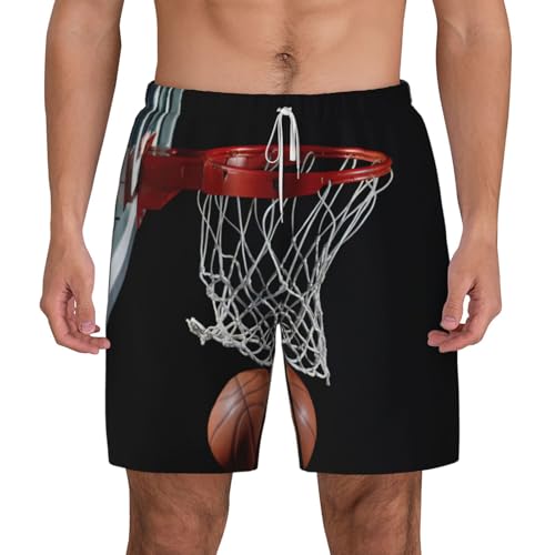 Short de bain imprimé basket pour homme en tissu respirant pour l'été