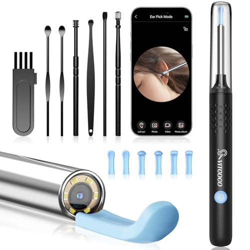 VITCOCO 耳かき カメラ 1920P 3.5mm極細 レンズ 耳掻き 6LED ライト みみかき IP67防水 イヤースコープ 温度制御 ワイヤレスWiFi 耳掃除 iOS Android対応 Type-C充電 耳垢クリーニング 子供 大人 お年寄り向け 防塵カバー 日本語説明書付き