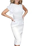 VfEmage Women's Celebrity Elegant Ruched Wear to Work Party Prom Bodycon Dress 1157 WHT 14