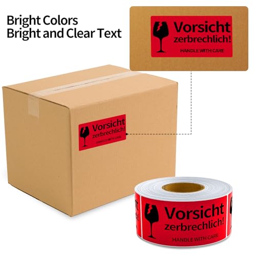 Tapsin 500 Aufkleber 50 x 100mm Warnetiketten auf Rolle Fragile Attention Versandaufkleber