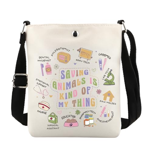 Sac à bandoulière pour animal domestique avec inscription humour cadeau vétérinaire