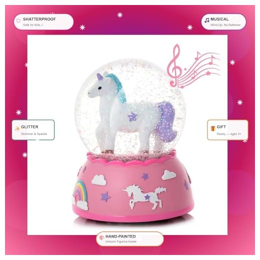 Shatterproof Unicorn Snow Globe for Girls | Musical Snow Globe - Unicorns Gifts for Girls | Unbreakable Snow Globes for Kids - Snowglobe | Granddaughter Gifts from Grandma| Plastic Snow Globe