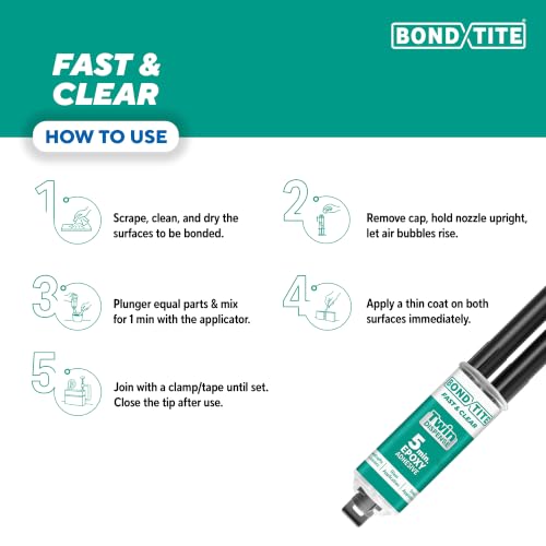 Image of Bondtite Fast & Clear Epoxy 25 GM Syringe Pack | 5 minutes Setting | Easy & Convenient Usage | Multipurpose and High Strength | Transparent Clear Finish | DIY | 2 Component Epoxy Adhesive