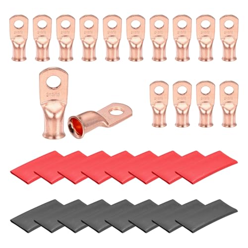 Terminales de anillo 2 AWG de cobre desnudo tubulares de 5/16 pulgadas con termorretractil