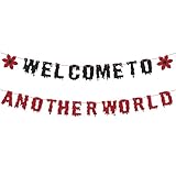 SAVITA Bannière Bienvenue Dans un Autre Monde, Bannière d'Anniversaire d'Halloween Articles de Fête sur le Thème de l'Épouvante Décoration Murale pour la Maison et la Chambre Accessoires Photo