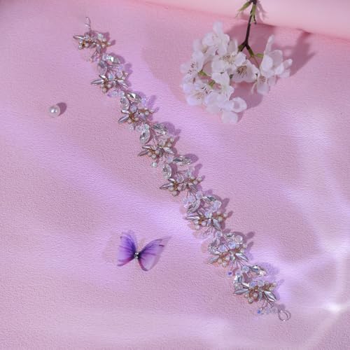 MaxxCloud Floral Alloy Rhinestone Bridal Belt-Waist Chain Sash for Wedding Dresses&Evening Gowns,Floral Bridal Accessory2