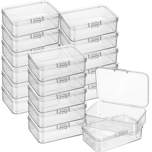 Image of Jetec 18 Pieces Mini Plastic Clear Beads Storage Containers Box for Collecting Small Items, Beads, Jewelry, Business Cards, Game Pieces, Crafts (3.3 x 2.1 x 1 Inch)