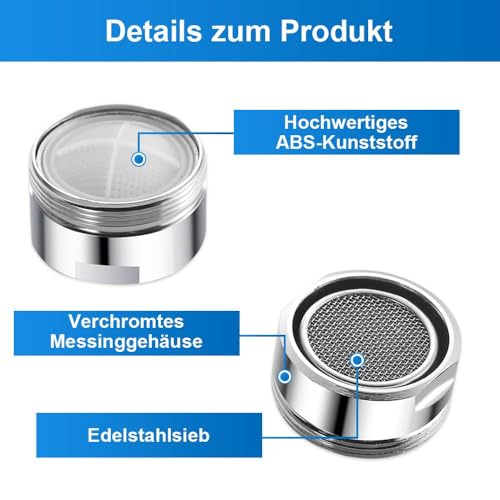 Dreamil Strahlregler，3 Stück Edelstahl Wasserhahn Sieb，spülbecken belüfter，Wasserhahn Filter Perlatoren für Küche und Bad (28mm)