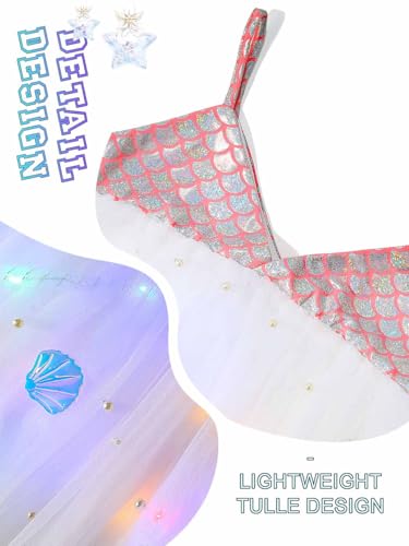 TWINKLEDE Light Up Tutu Dress Mermaid Starfish Dresses Glow Party Birthday Outfits Pink3