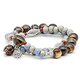 Faiyi Beaded Handmade Stretch Bracelet Healing Bracelet for Women Stackable Ceramic Beads Bracelets