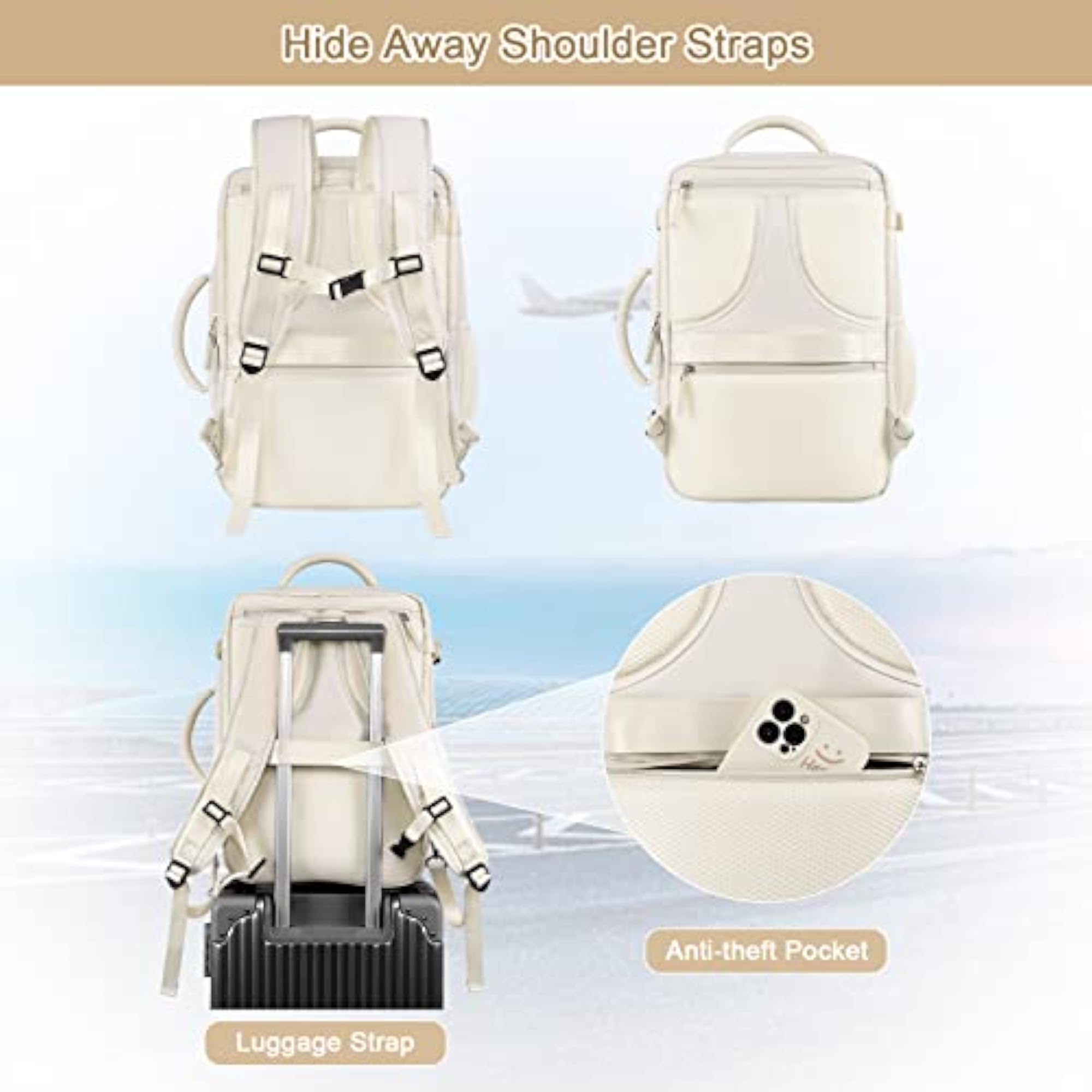 Travel Backpack for Women, 40L Carry On, Waterproof