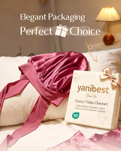 Image of YANIBEST Adjustable Silk Bonnet for Sleeping Women Double Layer Satin Bonnet Reduce Friction Prevent Frizz Curly Hair