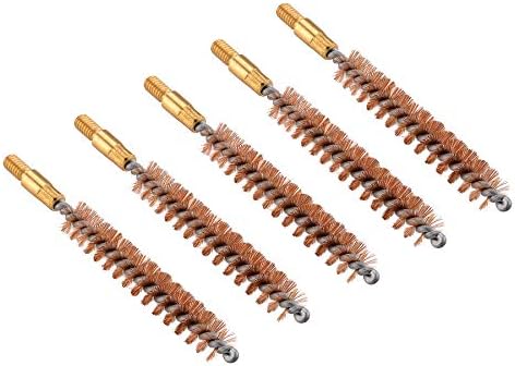 BOOSTEADY 5 Pcs Phosphor Bristle Bronze Bore Gun Cleaning Brush for Pistol Shotgun with 50 Professional Square Patches Multi-Caliber