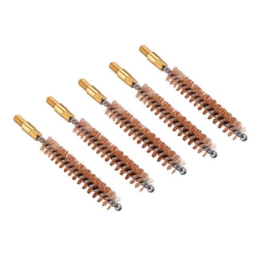 BOOSTEADY 5 Pcs Phosphor Bristle Bronze Bore Gun Cleaning Brush for Pistol Shotgun with 50 Professional Square Patches Multi-Caliber