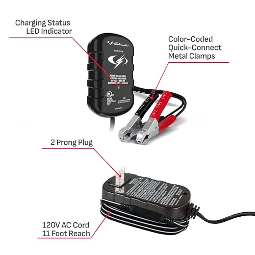 Schumacher Electric 0.8A Car Battery Charger and Maintainer, 2-in-1 Solution, for 12V Power Sport, Automotive, and Marine Batteries, SC1299 - Thumbnail 6