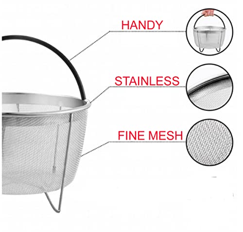 Cuisinox Stainless Steel 6 Quart Steamer Basket with Silicone Handle for Instant Pot Steaming Vegetables Eggs Meats Bone Broths Stocks