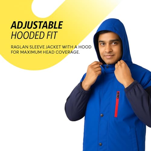 Image of SINGHAL Men Waterproof Large Raincoat Set with Pants | Full Sleeves Jacket | Double Layered, Hooded | Lightweight & Breathable | Perfect for Monsoon