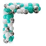 Teal Balloon Garland Kit - 120pcs Teal Balloons with Metallic Silver Balloons, Tiffany Blue and...