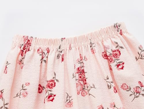 Image of Hupohoi Big Girls Button Down Pajama Set 3pcs Short Sleeve Long Pants with Shorts Crepe Wrinkled Fabric Sleepwear Nighty