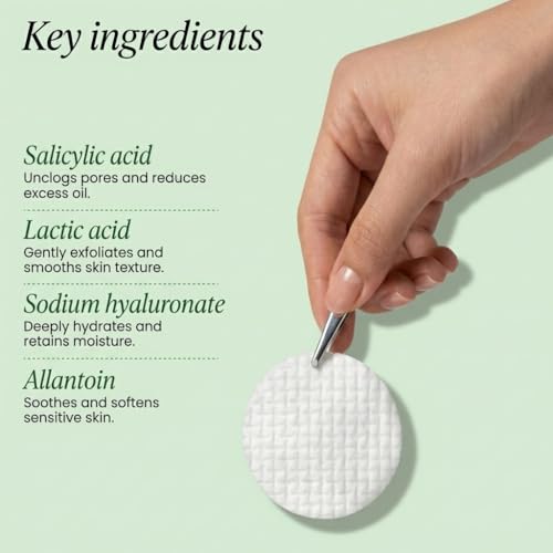 QUIA Beauty QUIA Toner Pads – AHA/BHA Dual-Action Exfoliate and Hydrate All in One – Soothing Formula for Sensitive Skin – Reduces Blackheads and Blemishes- 70 Gentle Textured Pads – Korean Skincare
