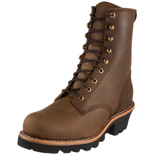 Chippewa Steel Toe Logger Boots for Men - Full-Grain Leather Logging Footwear - Lace-Up Heavy-Duty Work Boots - Full Grain Leather Upper - Lace-Up Closure - Removable Orthotic Insole - Steel Toe Cap