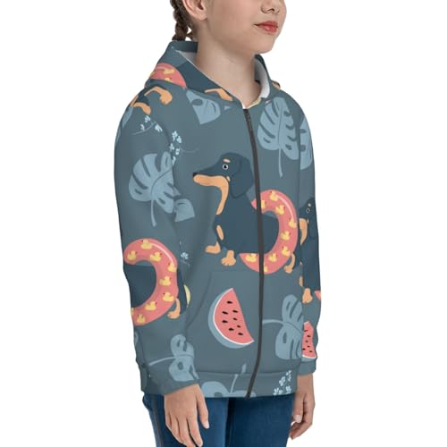 Watermelons Dachshunds Kid Hoodies Boys Zip Up Sweatshirts Girls Pullover with Pocket4