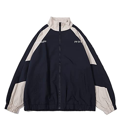 Sumleno Y2k Jacket for Women Zip Up Bomber Jacket Y2k Clothing Racing Varsity Jacket Oversized Color Block Jacket Unisex